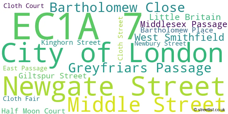 A word cloud for the EC1A 7 postcode